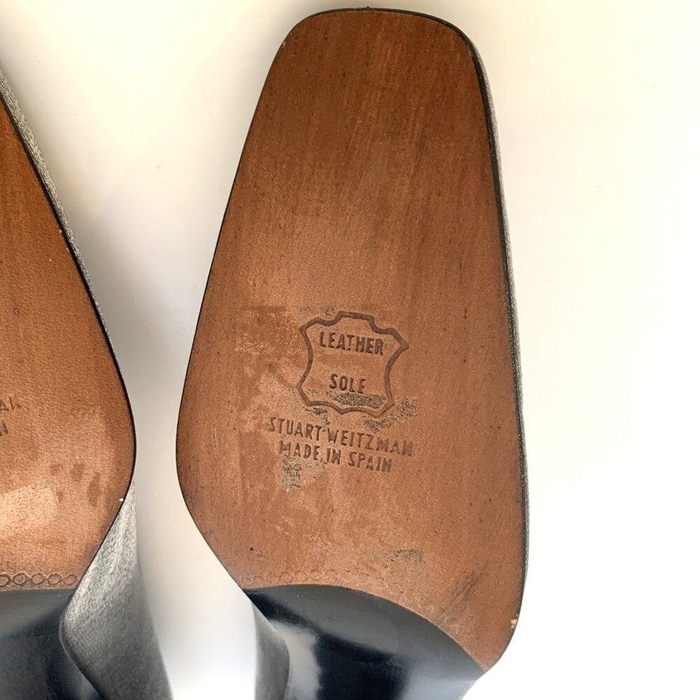 Stuart Weitzman Size 9 AA Silver Satin Square Toe Pumps Womans Shoes Heels - Picture 10 of 12